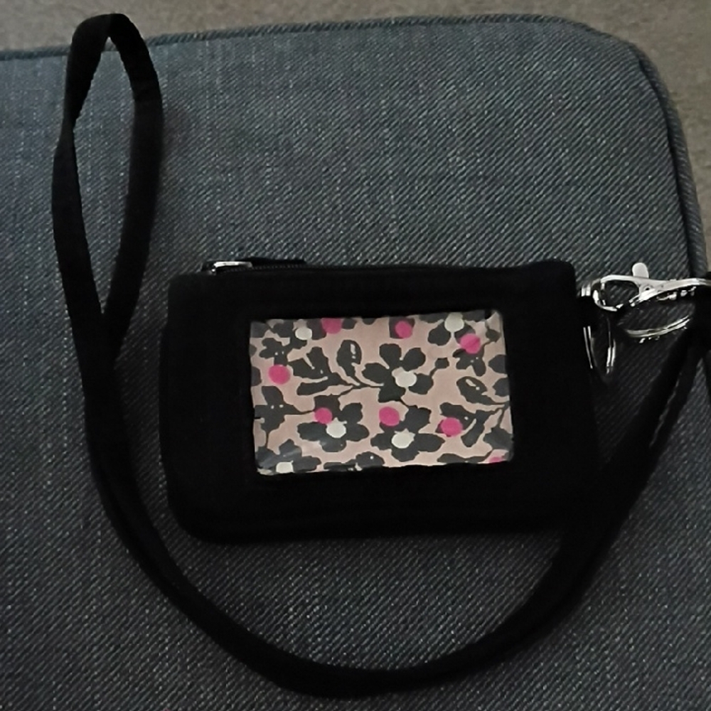 Vera Bradley Floral ID Wristlet with Black Strap